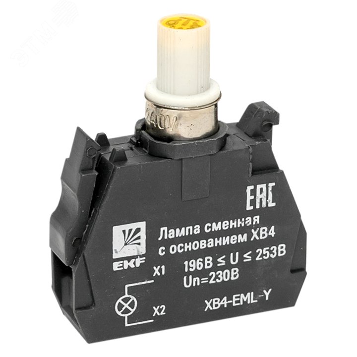 Изображение товара Лампа сменная XB4 желтая 230В EKF для кнопочных постов