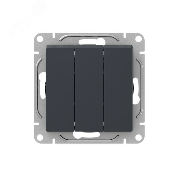 Изображение товара Механизм выключателя. трёхклавишный. графит Эпика EKF (шт)