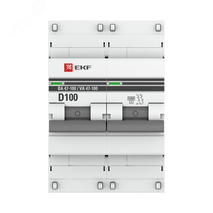 Выключатель автоматический двухполюсный 100А D ВА47-100 10кА PROxima mcb47100-2-100D-pro EKF - превью 2