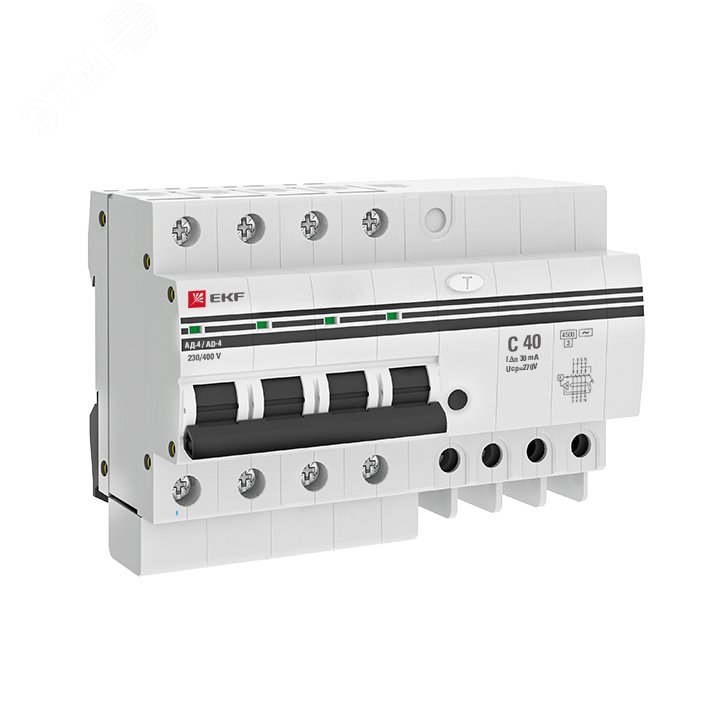 Выключатель автоматический дифференциальный АД-4 4п 40А 30мА С PROxima DA4-40-30-pro EKF - превью 2