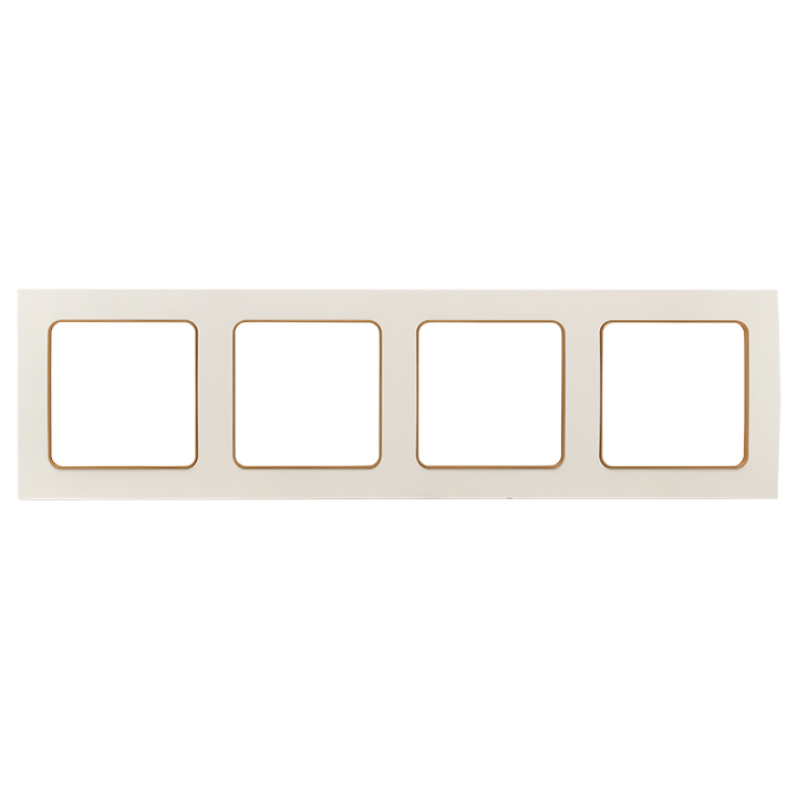 Стокгольм Рамка 4-местная белая с линией цвета шампань