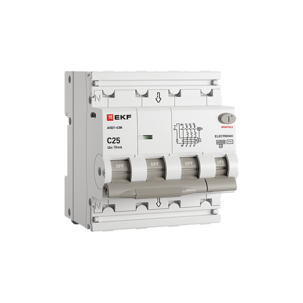 Выключатель автоматический дифференциального тока 3P+N 25А 10мА AC эл АВДТ-63N D63N46EA25C10 PROXIMA EKF