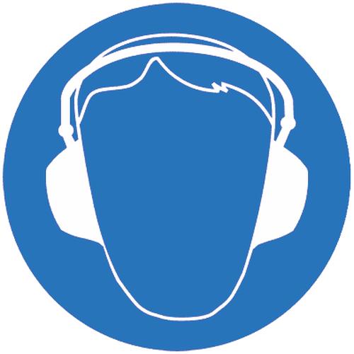 Знак М 03 ''Работать в защитных наушниках'' ф200 мм, пластик ГОСТ Р 12.4.026-2001