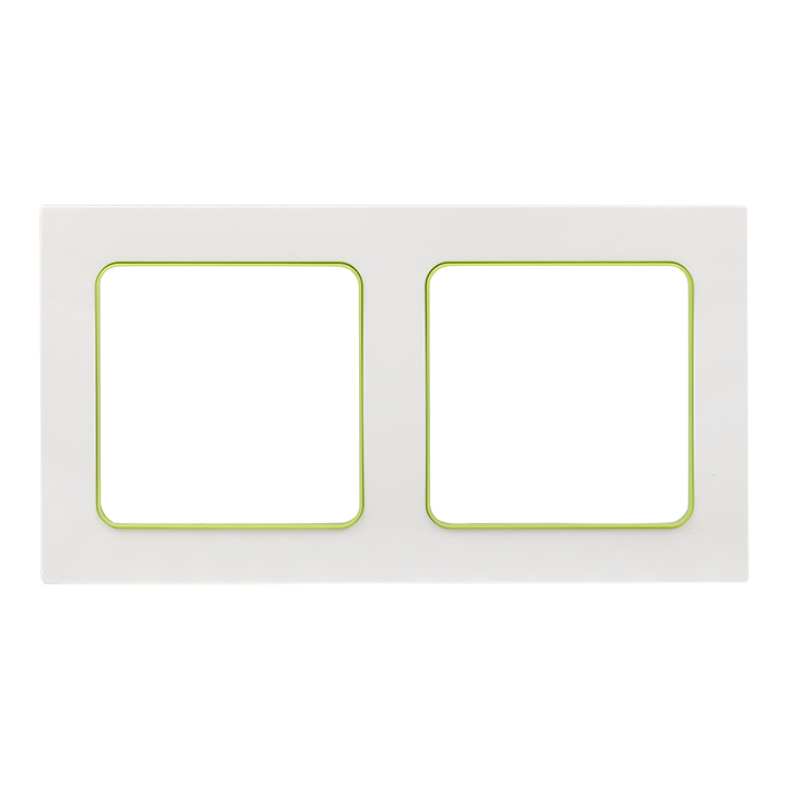 Стокгольм Рамка 2-местная белая с линией цвета зеленый