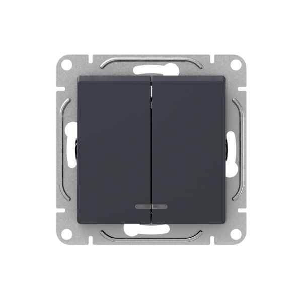 Механизм выключателя. двухклавишный. с подсветкой. графит Эпика EKF