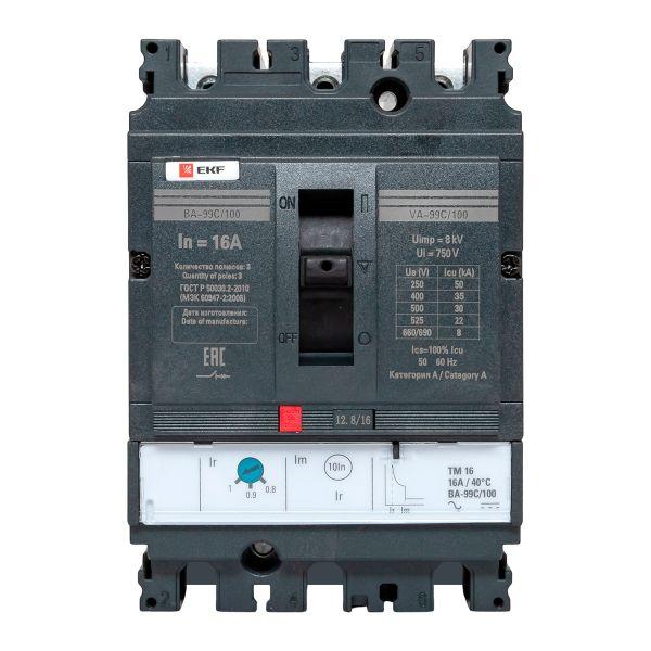 Выключатель автоматический трехполюсный ВА-99C 100/16А 35кА