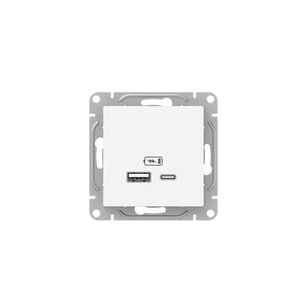 Механизм розетки USB-A+С, белый Эпика EKF