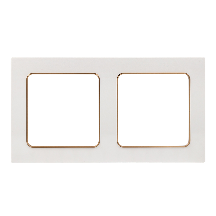 Стокгольм Рамка 2-местная белая с линией цвета шампань