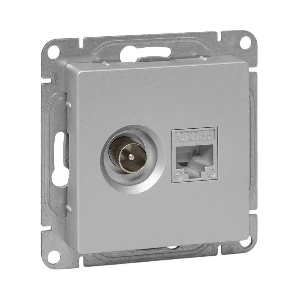 Механизм розетки TV+RJ45 (cat5) алюминий Эпика EKF