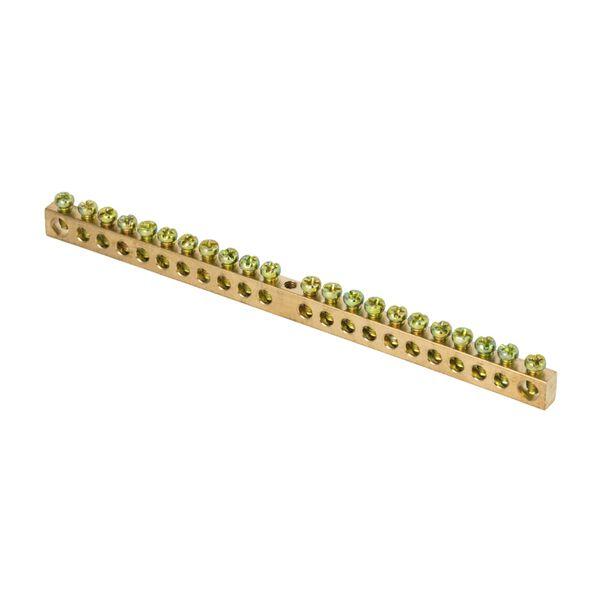 Шина PEN ноль-земля 6х9мм 22 отверстия латунь крепеж по центру PROxima