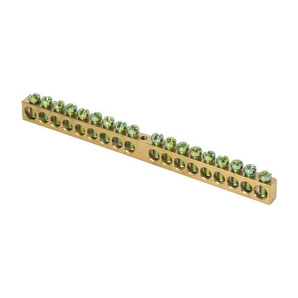 Шина PEN ноль-земля 8х12мм 18 отверстий латунь крепеж по центру PROxima