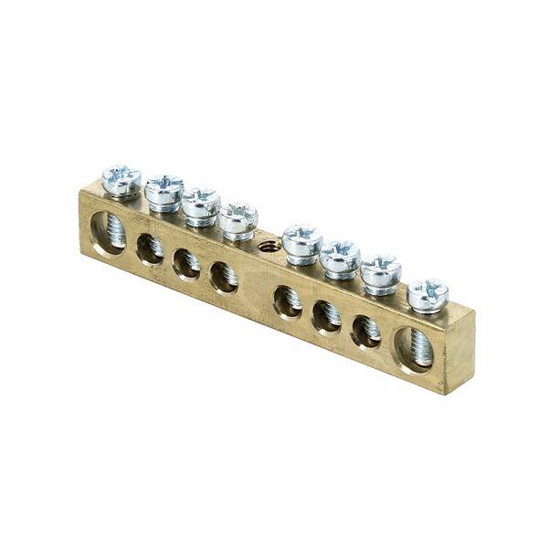 Шина нулевая 8х12мм 125А 8 отверстий крепеж по центру латунь PROxima