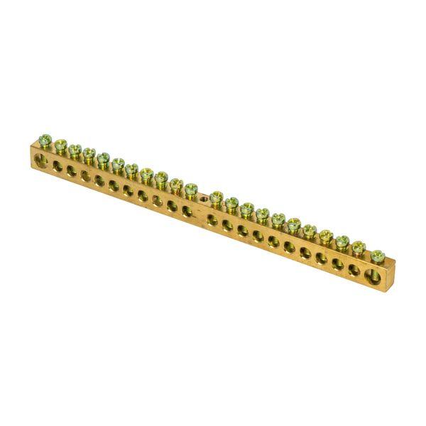 Шина PEN ноль-земля 8х12мм 22 отверстия латунь крепеж по центру PROxima