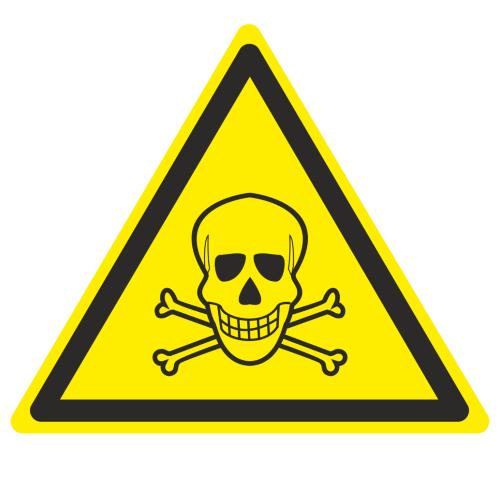 Знак W 03 ''Опасно. Ядовитые вещества'' 200х200х200 мм, пластик ГОСТ Р 12.4.026-2001