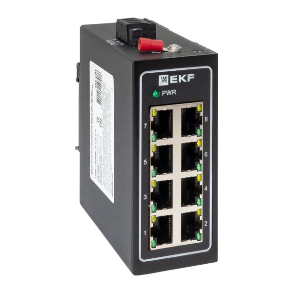 Коммутатор промышленный неуправляемый U-8T, 8 портов 10/100Base-T(X) RJ45, монтаж на динрейку TSX EKF