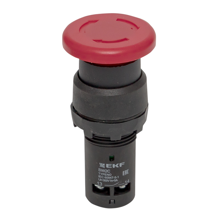 Кнопка SW2C-11MZ поворотная красная Грибок 1з+1р