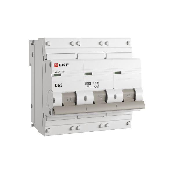 Выключатель автоматический 3Р 63А (D) 10кА ВА 47-100M без теплового расцепителя PROxima