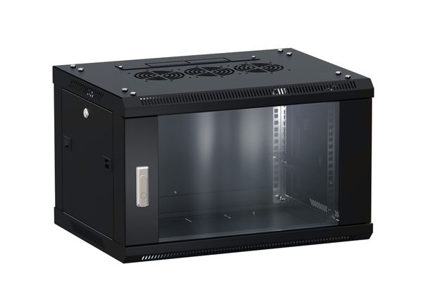 Шкаф настенный 19' TERACOM PRO 9U 600х450 мм дверь стеклянная с замком-ручкой чёрный