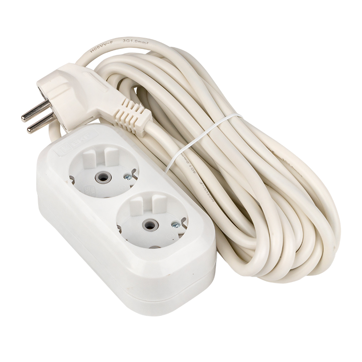 Удлинитель Эксперт 2 гнезда 5 метров 16А/3,0кВт с заземлением ПВС 3х1
