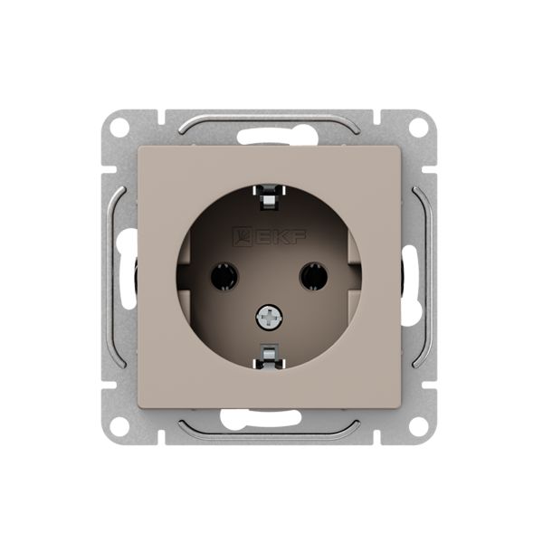 Механизм розетки  16А  с заземлением  без шторок  кремовый Эпика EKF
