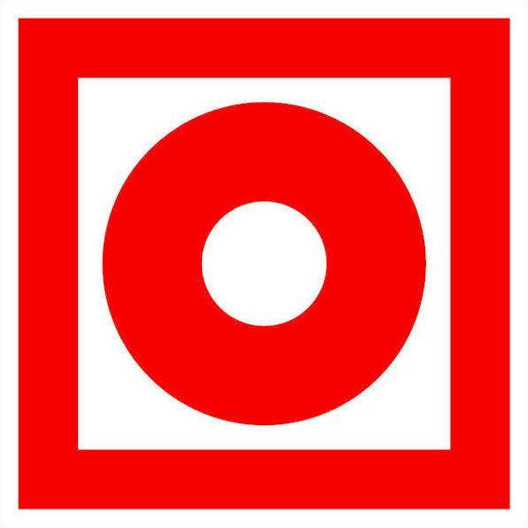 Знак F 10 ''Кнопка включения установок (систем) пожарной автоматики'' 200х200 мм, пленка самоклеящаяся ГОСТ Р 12.4.026-2015