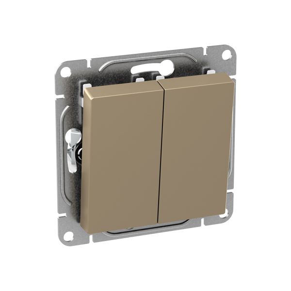 Механизм выключателя. двухклавишный. кнопочный. шампань Эпика EKF