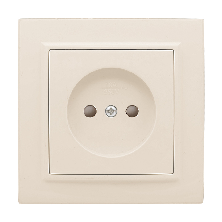 Розетка одноместная СП без заземления 10А с защитными шторками бежевый Минск
