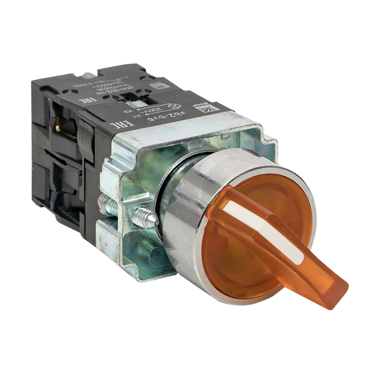 Переключатель BD21 2P c желтой подсветкой 230В NO PROxima