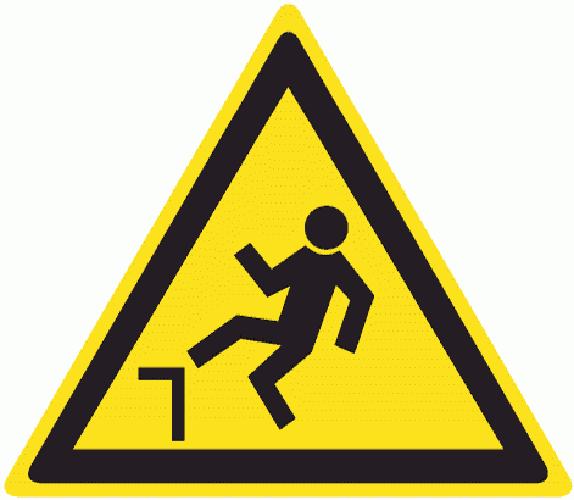 Знак W 15 ''Осторожно. Возможность падения с высоты'' 200х200х200 мм, пластик ГОСТ Р 12.4.026-2001