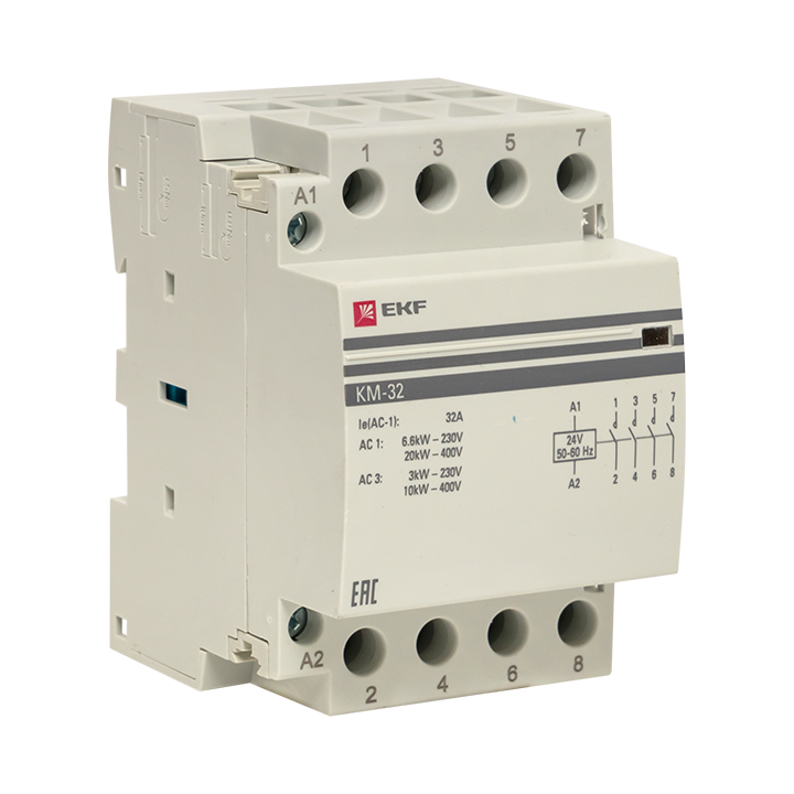 Контактор модульный КМ 32А 4NО (3 модуля) 24В АС PROxima