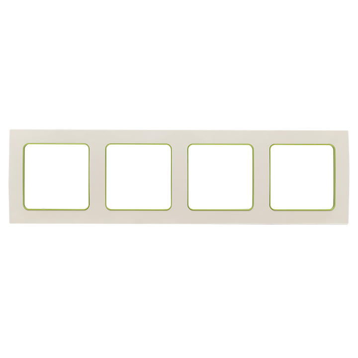 Стокгольм Рамка 4-местная белая с линией цвета зеленый