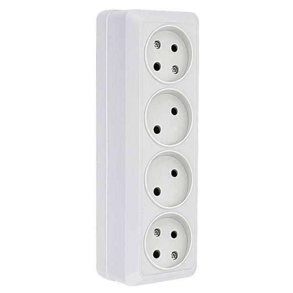 Розетка Рим 4-местная 10А без заземления белая