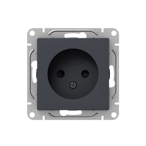 Механизм розетки  16А  без заземления  со шторками  графит Эпика EKF