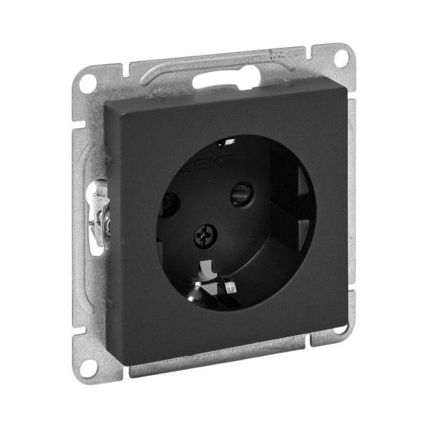 Эпика Механизм розетки 16А с заземлением со шторками черный EKF