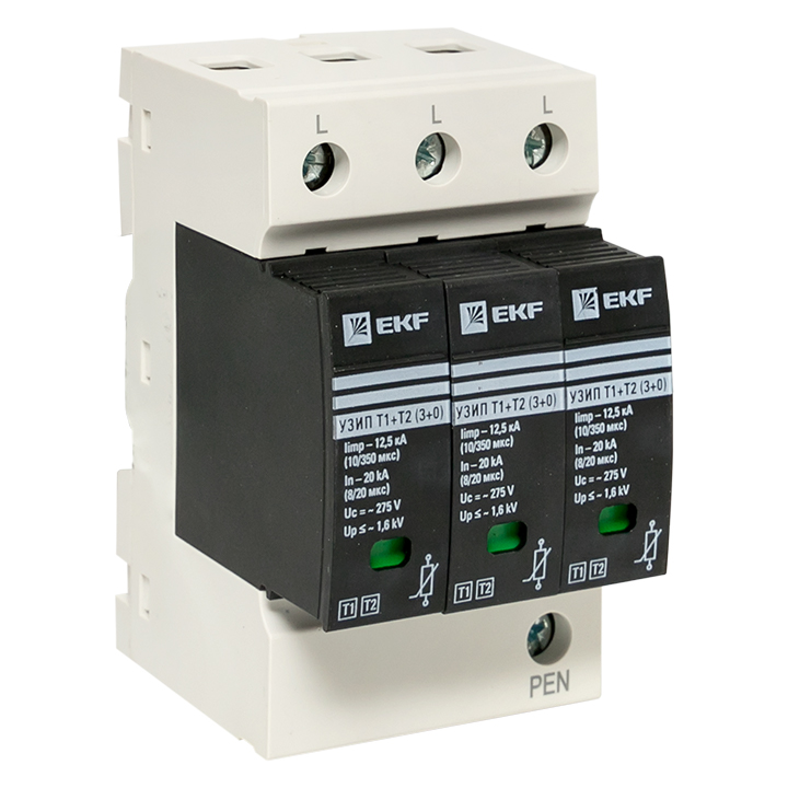 Устройство защиты от импульсных перенапряжений Т1+Т2 Im-12,5kA In-20kA Uc-275В 3+0 PROxima