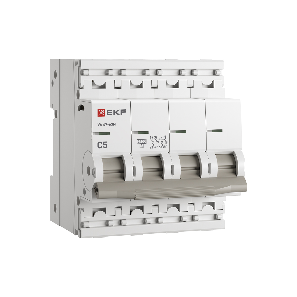 Выключатель автоматический четырехполюсный 4P 5А (C) 4.5kA ВА 47-63N M634405C PROXIMA EKF