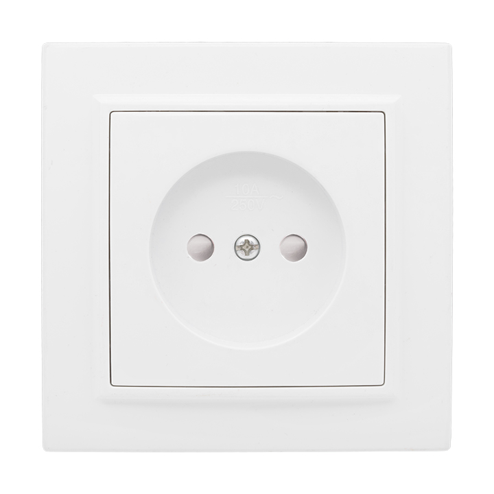 Розетка Минск 1-местная СП без заземления 10А защитные шторки белая
