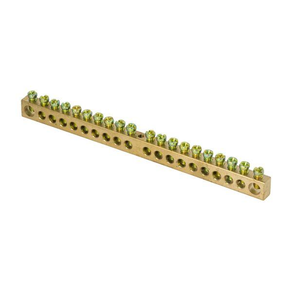 Шина PEN ноль-земля 8х12мм 20 отверстий латунь крепеж по центру PROxima