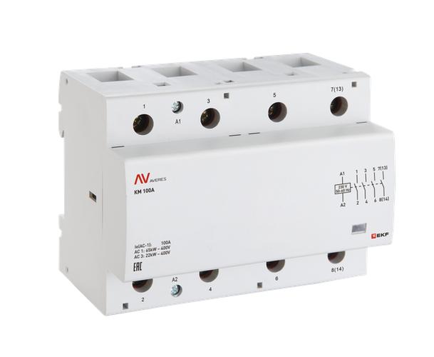 Контактор модульный КМ 100А 3NO+1NC 230VAC (6 мод.) AVERES