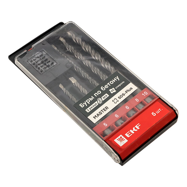 Набор буров по бетону SDS-plus (5 / 6X110 мм 6 / 8 / 10X160 мм)
