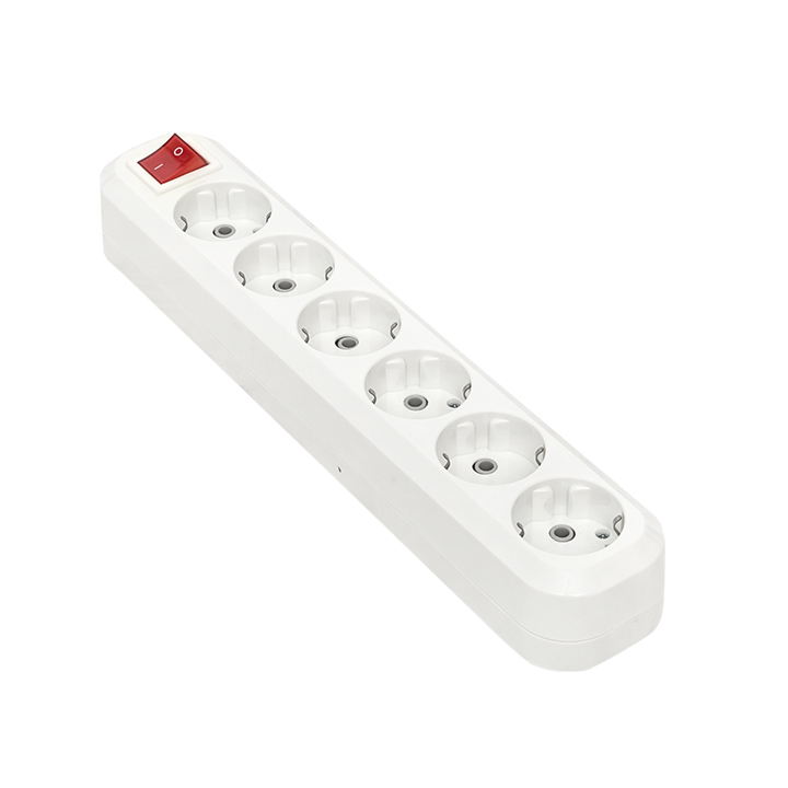 Колодка 6 гнезд с заземлением с выключателем 16А Эксперт