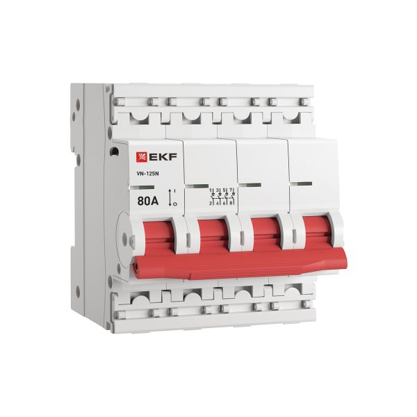 Выключатель нагрузки (ВН) четырехполюсный 4P 80А ВН-125N S1254080 PROXIMA EKF
