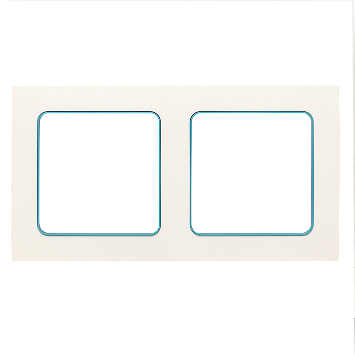 Стокгольм Рамка 2-местная белая с линией цвета синий