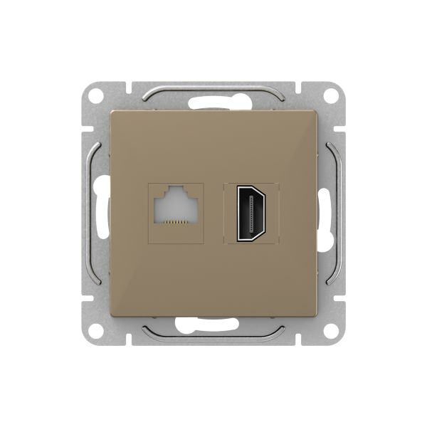 Механизм розетки HDMI+RJ45 (cat5)  шампань Эпика EKF