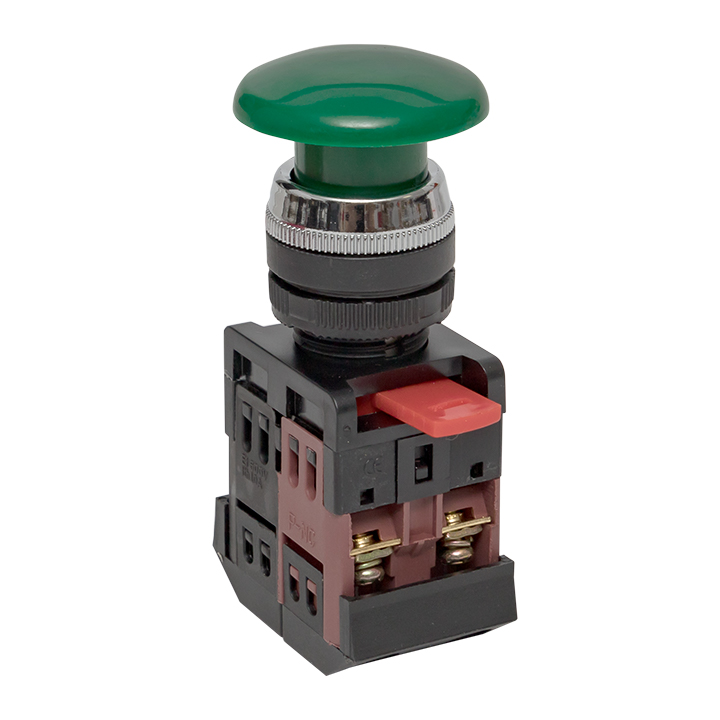 Кнопка зеленая AEA-22 Гриб NO+NC