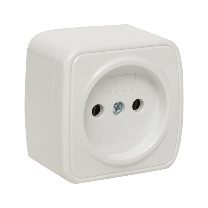 Розетка Минск одноместная ОП 10А без заземления белая