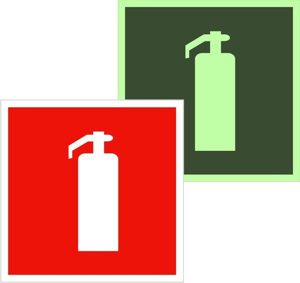 Знак F 04 ''Огнетушитель'' 200х200 мм, пленка самоклеящаяся с покрытием фотолюминесцентным ГОСТ Р 12.4.026-2001