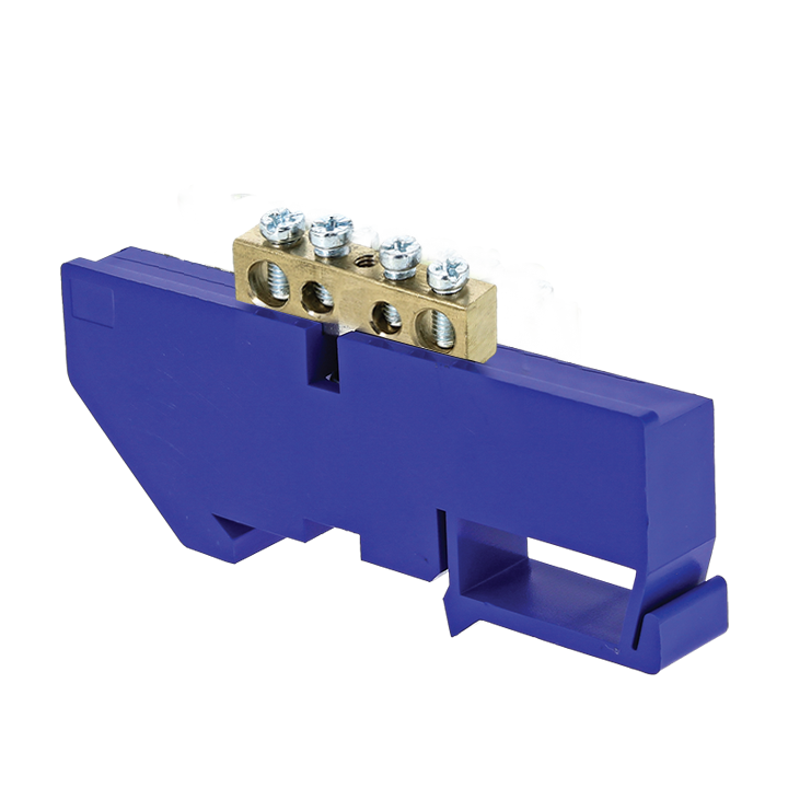 Шина нулевая N 63.04 изолятор на DIN-рейку (латунь)
