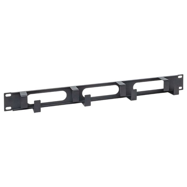 Органайзер кабельный TERACOM 1U 4 кольца с окнами металлический чёрный