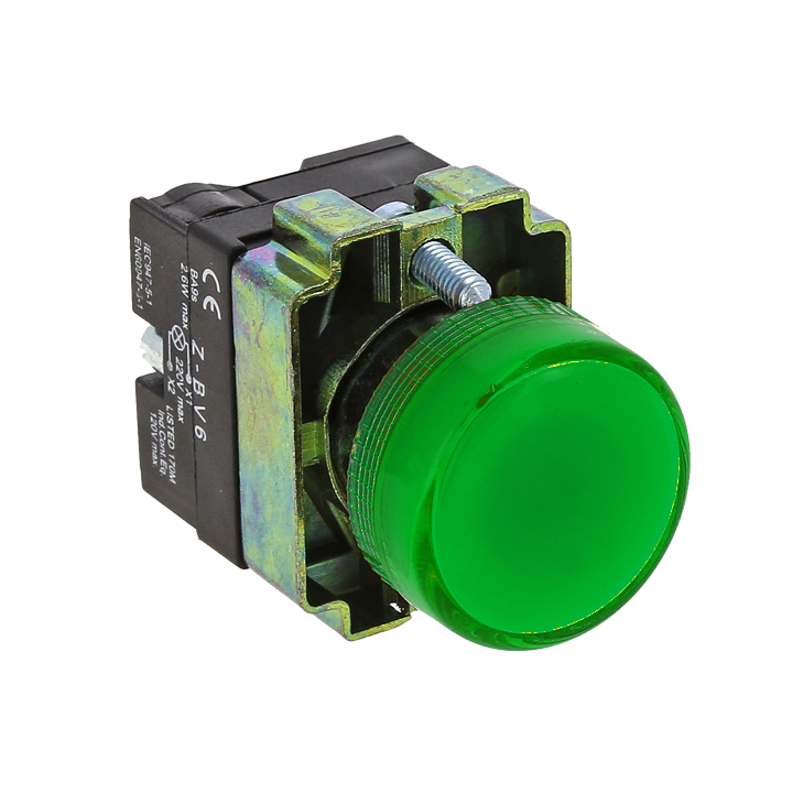 Лампа сигнальная BV63 зеленая с подсветкой